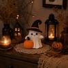Resin Halloween Ghost With Pumpkin Ornament Mini Desktop Decor For Desk Window Sill Holiday Photo Prop Gift