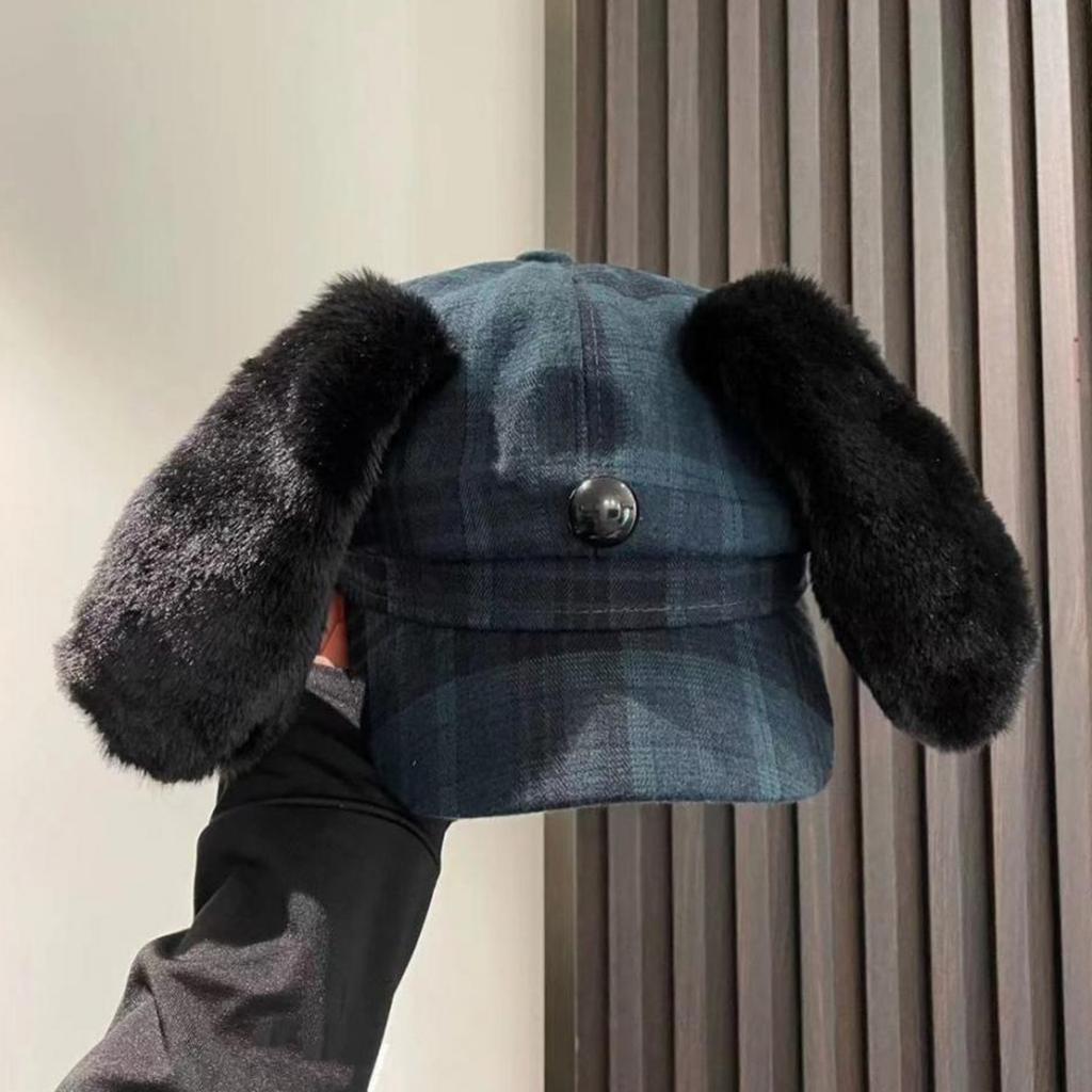 Unisex Beret with Puppy Ear Painter Hat British Cabbie Hat for Autumn Winter Flat Hat for Daily Wear Cabbie Hat