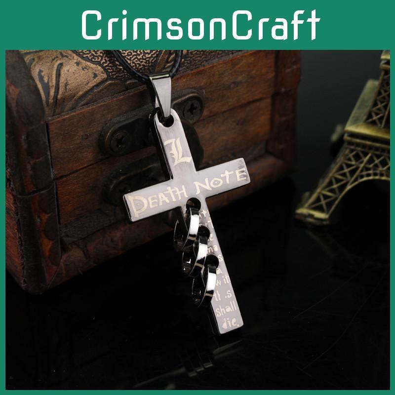 Death Note Anime Necklace With Cross Pendant On Leather Cord For Fans And Gift Giving