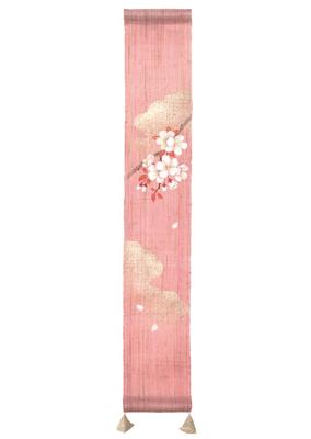 Kyoto Rakushian Noren Curtain Tm-520, "Sakura" Small Tapestry, 100% Linen, Hanging Scroll, Japanese Modern Interior Design