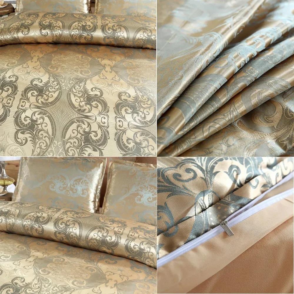 2/3 st Set av Ljus Lyx Sängkläder Hemtextil Europeisk Satin Jacquard Sängklädesset Påslakan Örngott Juego De Ropa De Cama