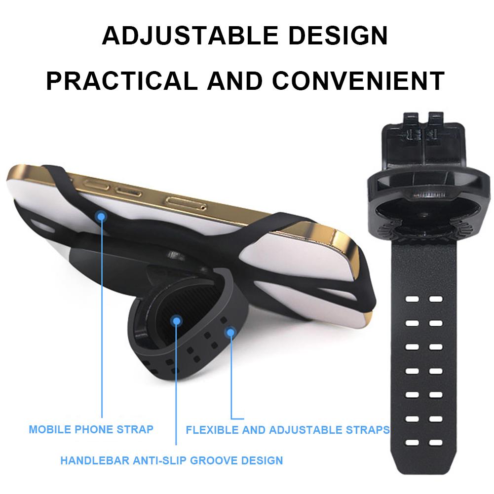 Silicone Bike Phone Mount Phone Stand Bracket Anti-Shake Bicycle Phone Clip Adjustable Bicycle Phone Holder for 4.5-7 Inch Phone