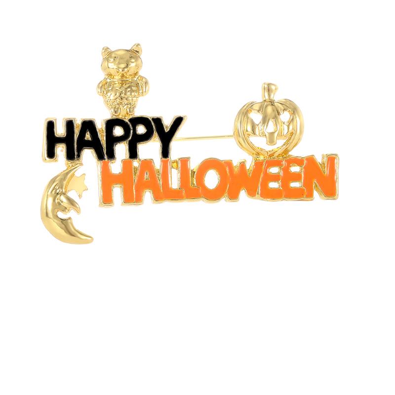 

Creative Happy Halloween Ghost Hold Jack-O-Lantern Crystal Brooch Pretty Candlestick Candelabrum Rhinestone Lapel Pins