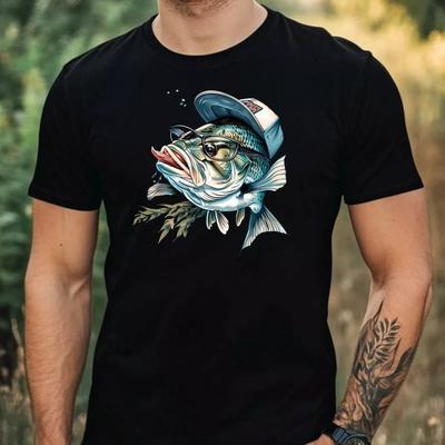 Mens Cool Bass Fish Motif Cotton T-Shirt Gift Unisex T-Shirt Size S To 5XL Unisex T-Shirt
