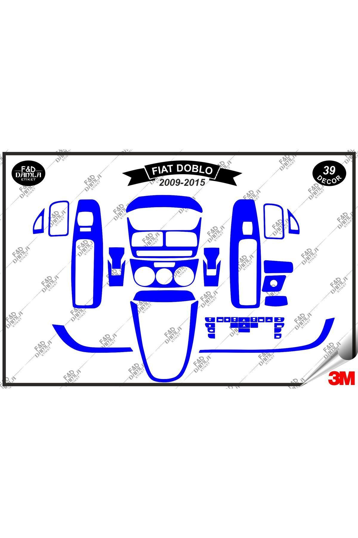 

Fiat Doblo 2009-2015 Torpido Konsol Trim Göğüs Maun Kaplama Set 39 Parça Mavi