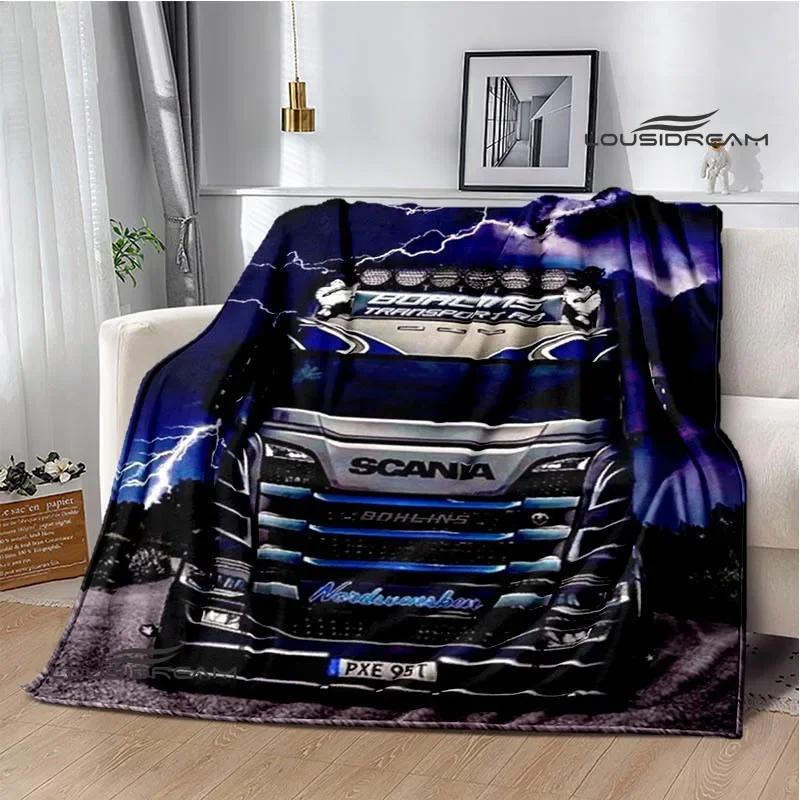 3D S-Scania Truck Printed Blanket Picnic Blanket Warm Flannel Blankets Home Bed Linings Blankets for Beds Birthday Gift