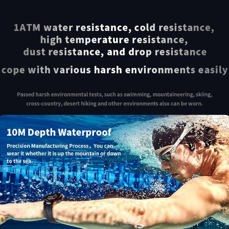 Neue Smartwatches für Herren AMOLED-Bildschirm 1,43" 1ATM Wasserdicht Herzfrequenzmesser Sport-Smartwatch Bluetooth-Anruf Damen Fitness