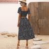 Damen Sommerkleid mit Print, zweiteilig, schmal, für den Urlaub, elegant, A-Linie, langes Kleid