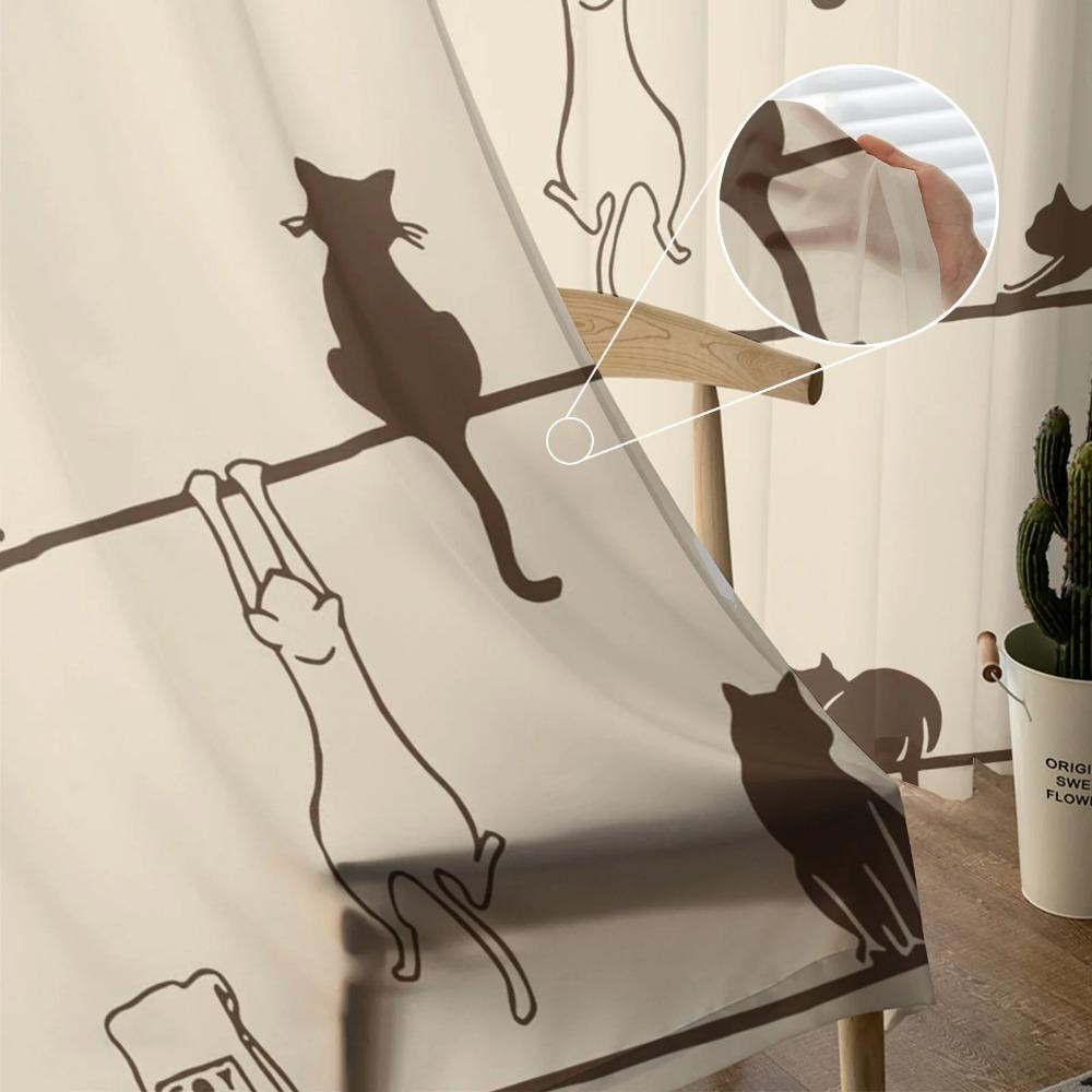 Cat Rope Mouse Sheer Curtains for Bedroom Living Room Decoration Window Curtain for Kitchen Tulle Voile Organza Drapes