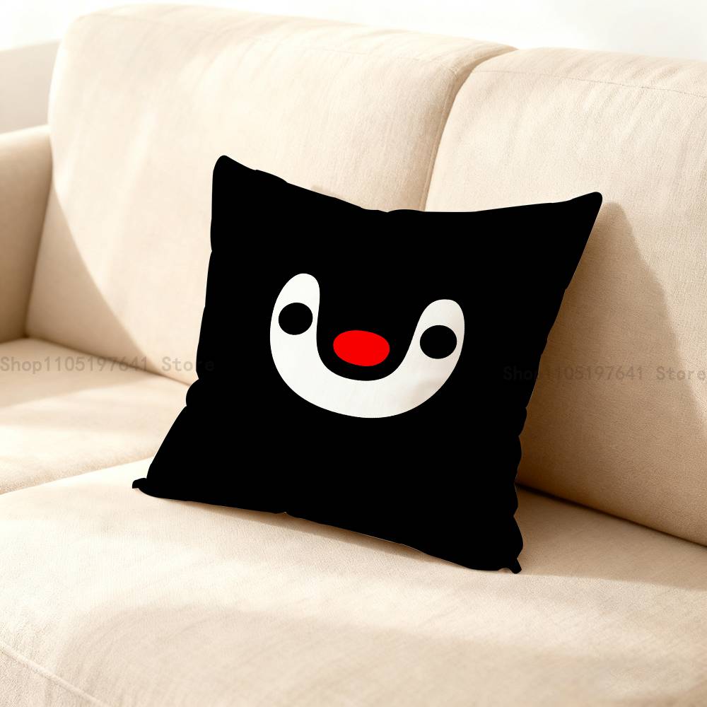 Счастливый Милый P-Пингу Пингвин Наволочка милый мультяшный аниме аксессуары Декоративная наволочка для спальни дивана Мягкая наволочка 12x12Inch