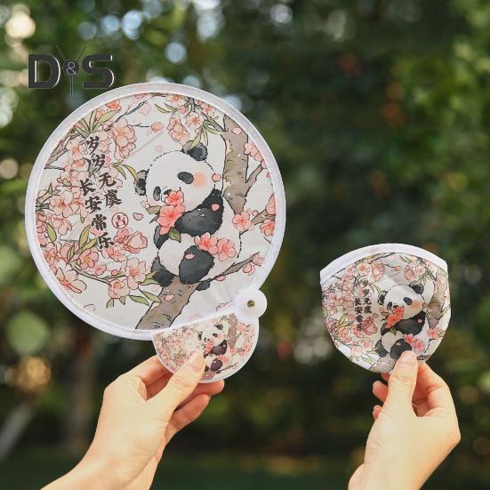 Cartoon Pattern Reflector Folding Fan Portable Lightweight Foldable Fan Fish Orange Panda Pattern Hand Fan
