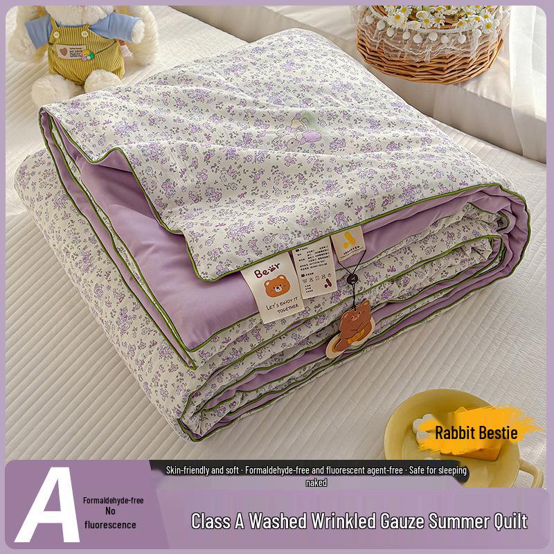 A-class Crinkled Gauze Summer Quilt – Double for Dormitory/AC Blanket 150x200cm Summer Quilt