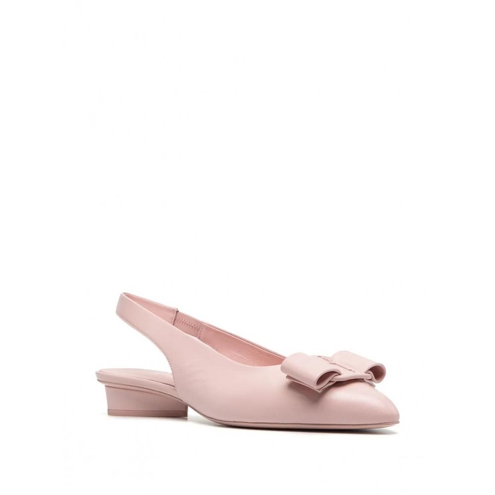 Salvatore Ferragamo Ferragamo Bow Detail Slingback Ballerina Shoes Pink