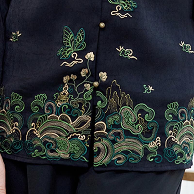 Sifen Jacke im chinesischen Stil mit Stickereien und Froschknöpfen