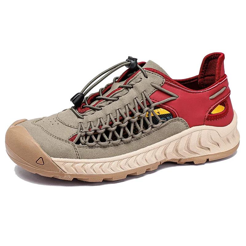 Summer Men Sandals Genuine Leather Casual Sandals Outdoor Antiskid Designer Round Toe Sandals Breathable Waterproof Beach Shoes