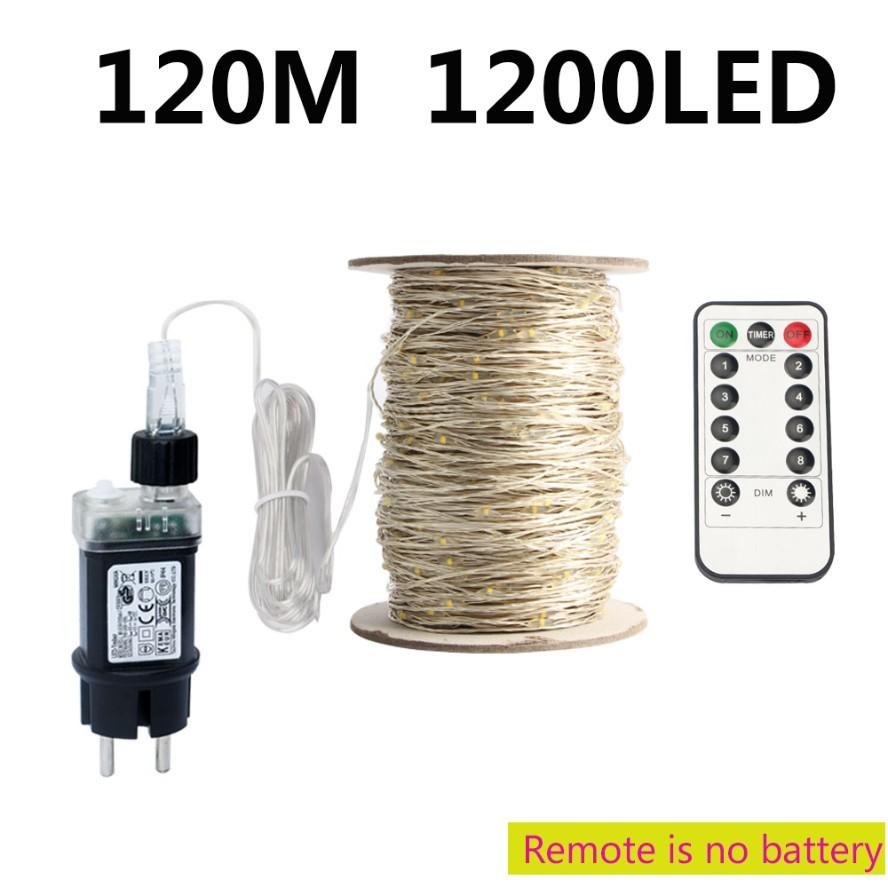 50M/120M LED Lichterkette Silberdraht Lichterkette Girlande Für Außen Straße Neujahr Weihnachtsbaum Garten Party Dekoration