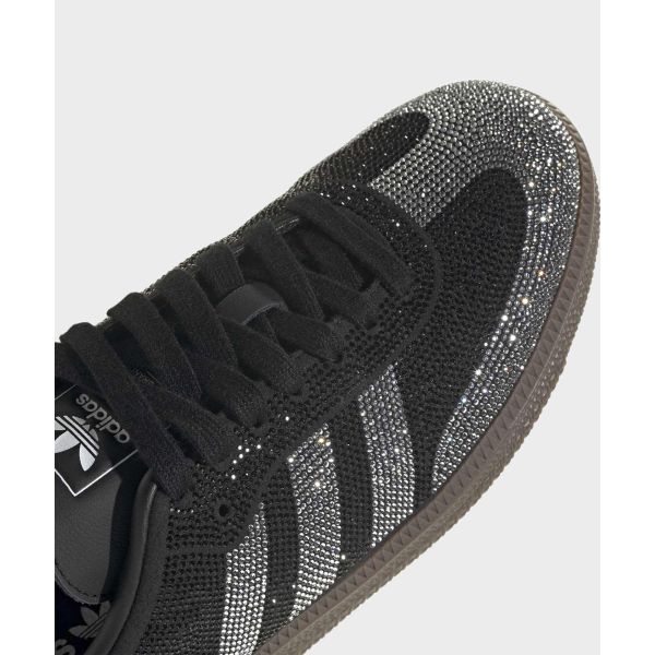 adidas Samba OG Nero Argento Strass Sneakers Donna Core-Black Dark-Gum IH9052