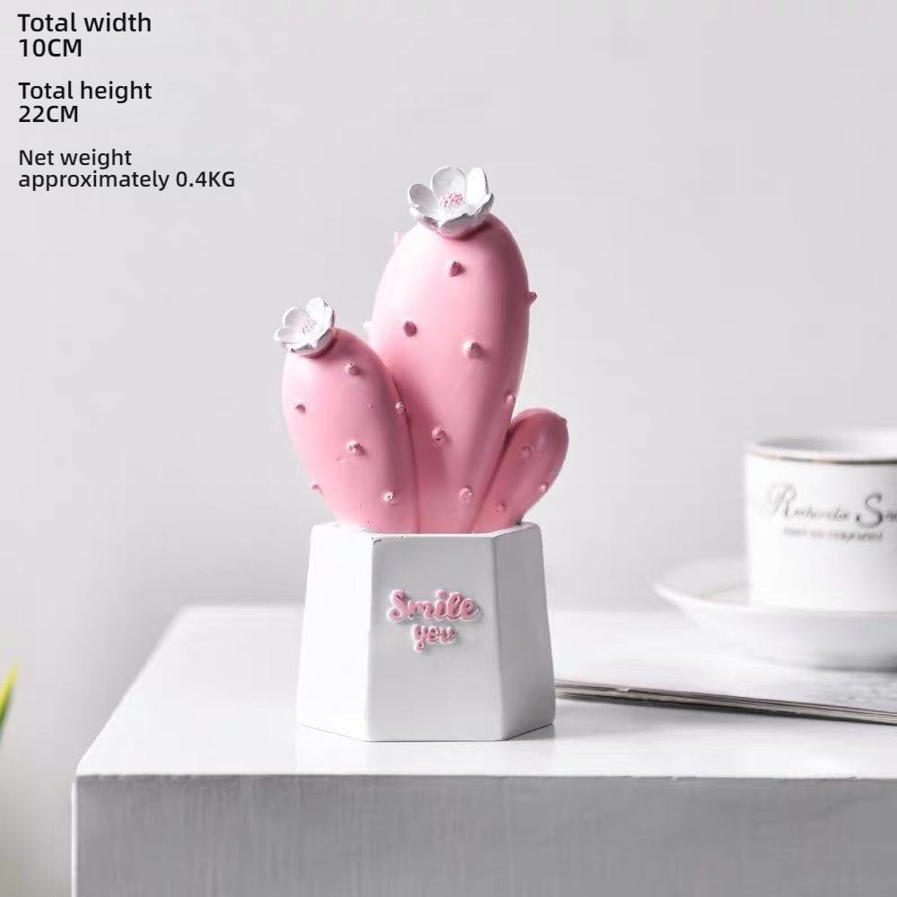 Różowy Kaktus z Żywicy Dekoracja na Biurko - Mini Sukulent Ozdoba dla Dziewczyn, Prezent do Samopielegnacji dla Kobiet Biuro i Dom