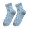Women's Mesh Sheer Socks Heart Print Ruffle Ankle Socks Summer Ultra Thin