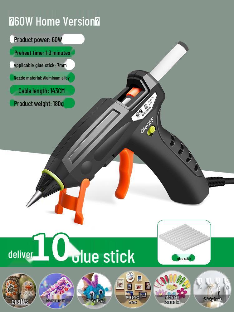 Compact High Viscosity Hot Melt Glue Gun with 7-11mm Glue Sticks