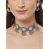 Shining Diva Fashion Neuestes, stilvolles, ausgefallenes Tribal-Halsketten-Schmuckset aus oxidiertem Silber für Damen