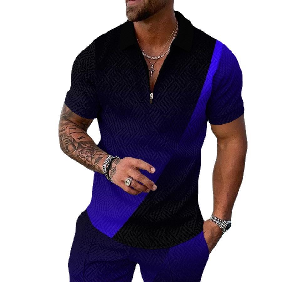 European & American Summer Men's Casual Short Sleeve and Shorts Set