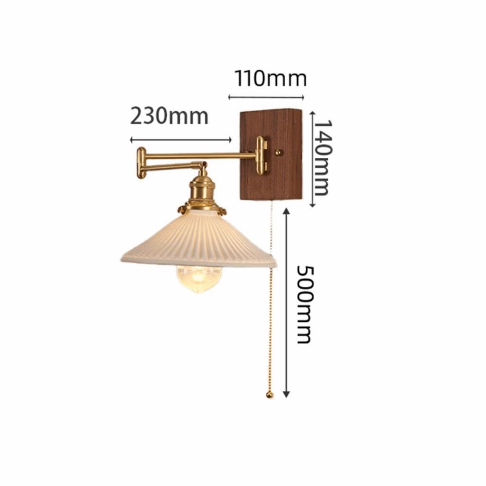 Modern Luxury Retro Wooden Wall Lamp Vintage Walnut Nordic Glass Wall Sconce Glass/Ceramic Lampshade Atmosphere Lighting