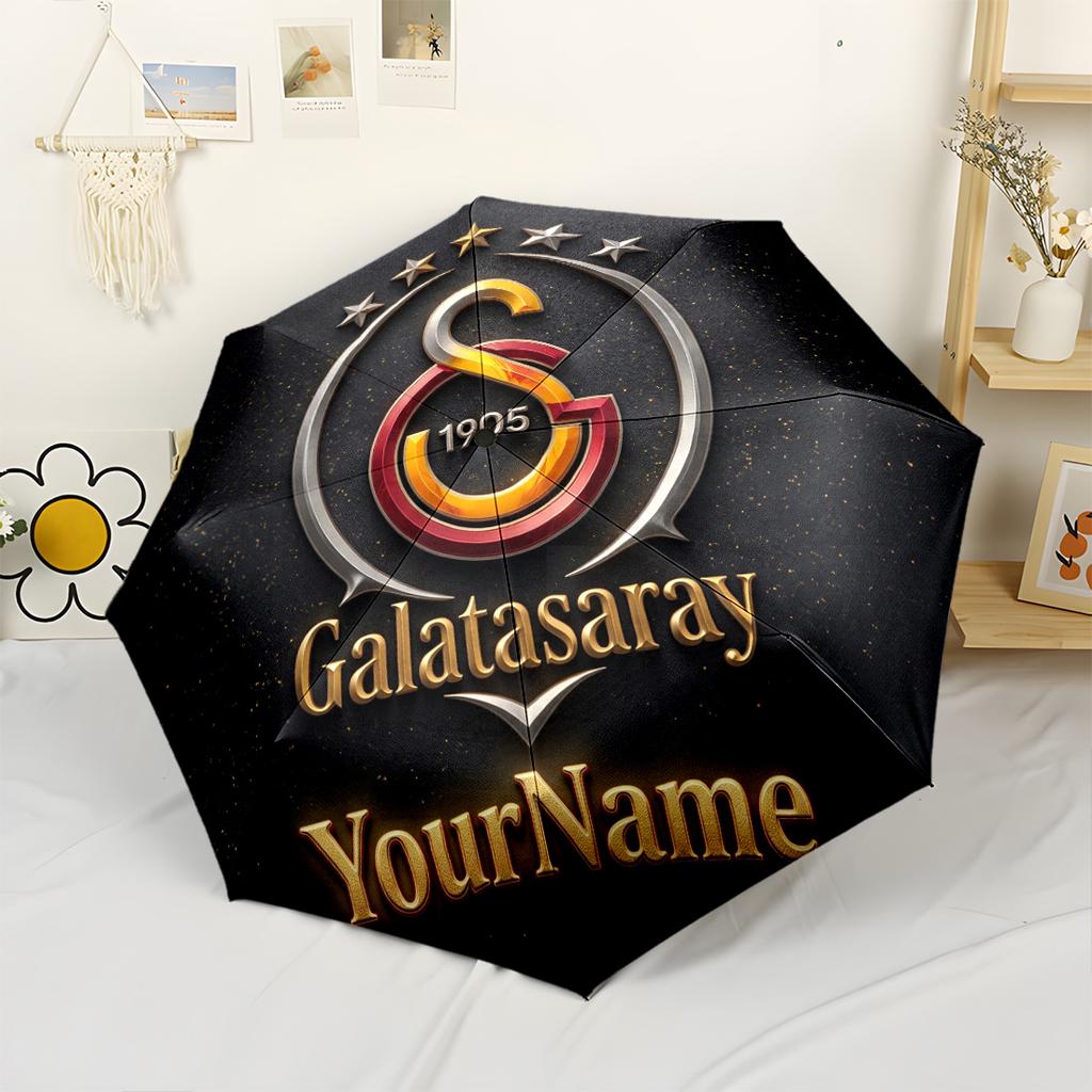 Galatasaray1 Customize Text Umbrella Automatic Umbrella Sturdy 8-Rib Shaft Durable Plastic Iron All-Season Umbrella for Travel Fashion Lovers
