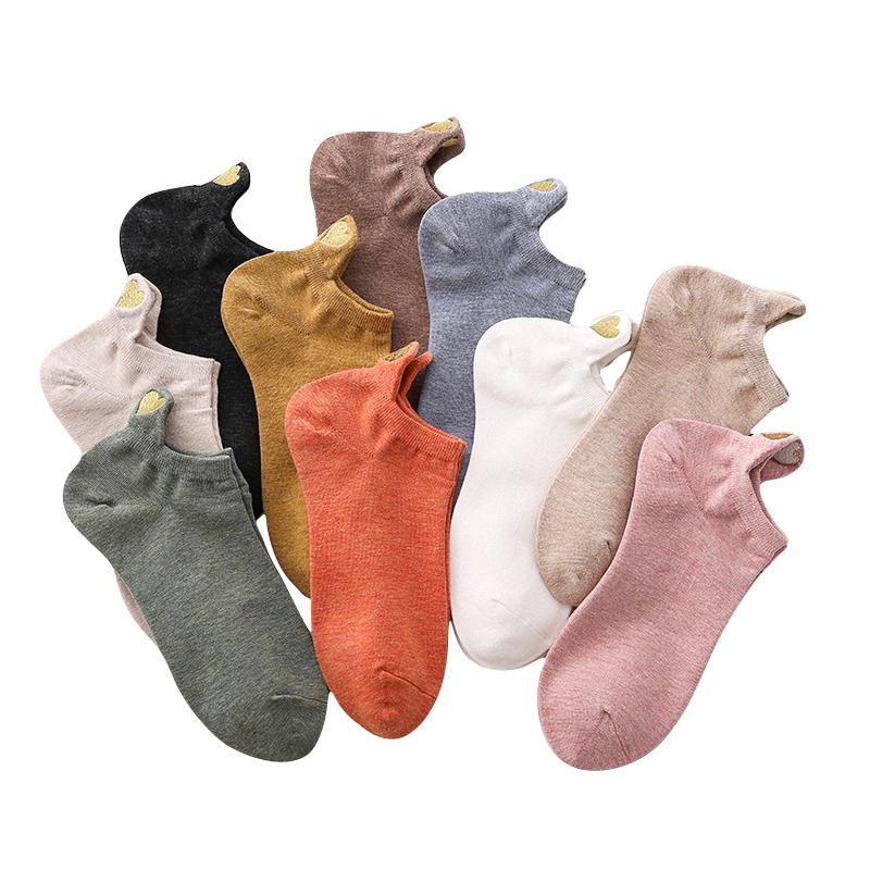 Women Cotton Ankle Socks New Fashion Spring Color Novelty Girls Cute Heart Embroidery Casual Funny Short Socks