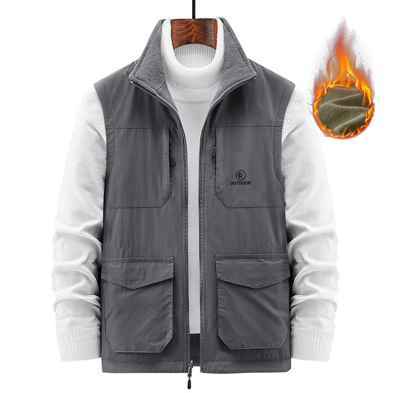 Vest Men's Double-sided Autumn and Winter Quick-drying Fleece Middle-aged and Elderly Fleece Vest Dad Wear Warm Vest