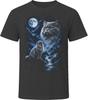 British Longhair Cat Howling At the Moon Moonlight Night Sky Cat Tee T Shirt