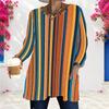 Women Plus Size White Polka Dot Printed Round Neck Long Sleeve Loose Longline T Shirt With Pockets