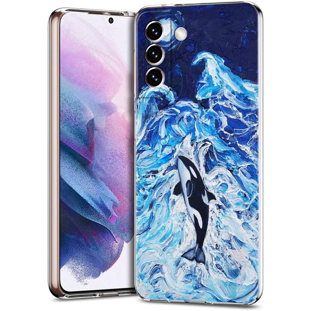 Phone Case For Samsung Galaxy S24 Ultra S23 FE S22 S20 S21 5G S10 S9 Plus S10E S8 Clear Orca ocean lovely killer whale Cover