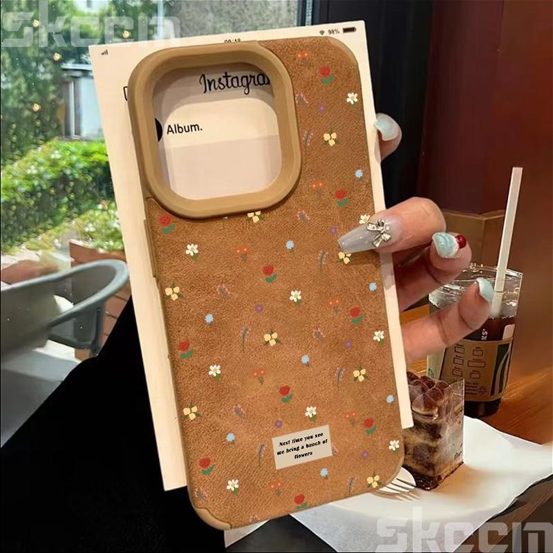 Branches and Leaves Broken Flowers Leather Phone Case For iPhone 16 Pro Max 15 14 Plus 13 12 11 XS Max X XR Shockproof Cover