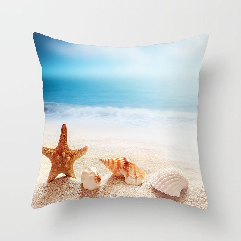 Summer Beach Shell Marine Pattern Pillowcase Home Sofa Pillowcase Cushion Cover