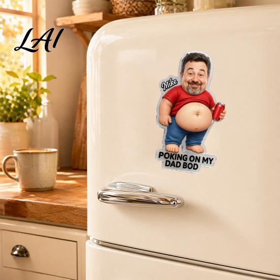 Zachte Buik Koelkastmagneet Papa met Buik Stressverlichter Knijp Notitiehouder Koelkastmagneet Foto voor Keukendecor