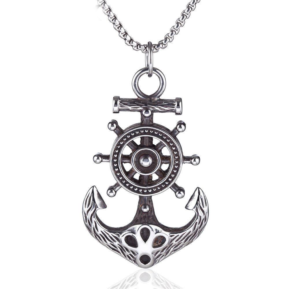 Chiba Retro Boat Anchor Necklace for Men, Fashionable and Domineering Trend, Pirate Pendant, Hanging Accessories