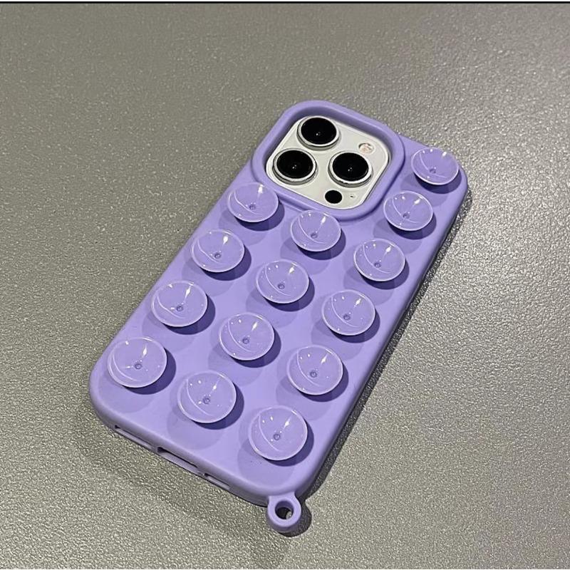 Suction Cup Soft Silicone Phone Case For 16 Pro Max 13 14 11 12 15 Pro Max Plus XR Anti-Slip Shockproof Candy Color Cover