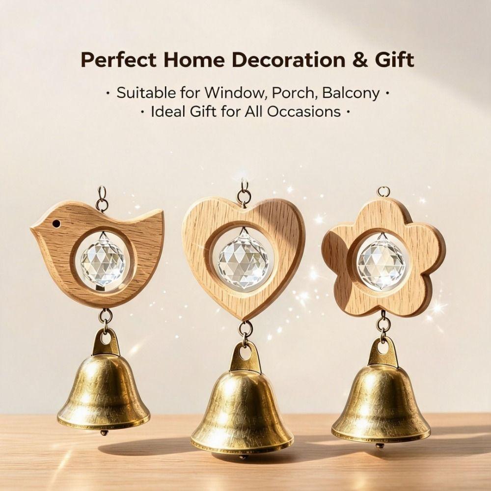 Crystal Prism Bird Wind Chimes Wooden Sun Catcher Vintage Crystal Pendant  Home