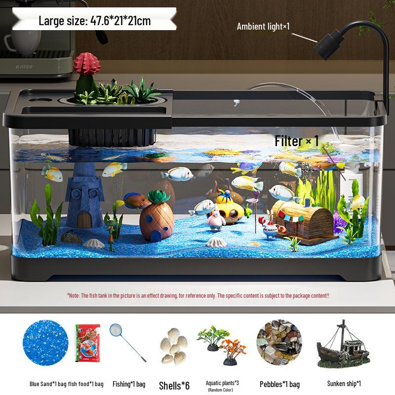 Eco-Friendly Desktop Goldfish Tank with Integrated Filter & Aerator for Living Room – Betta Fish Landscaping Aquarium