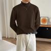 Vinterskjorte for menn, fleecegensere, casual genser, ensfarget, grunnleggende gensere med høy krage, koreansk trend, herremote