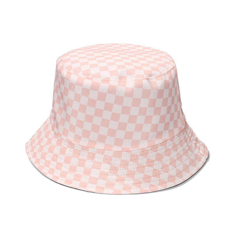 Fashionable Black And White Grid Check Fisherman Cap Sun Protection Bucket Hat