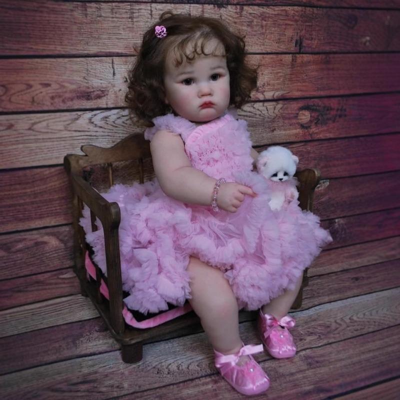 24 Inch Reborn Babies Doll Charlotte 60cm Soft Cloth Body Cotton Stuffed Imitation Baby Dolls Realistic Implanted Newborn Doll for Child Birthday Gift