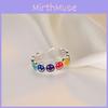 Dazzling Rainbow Smiley Face Ring For Women Unique Design 925 Sterling Silver Fashionable Statement Ring