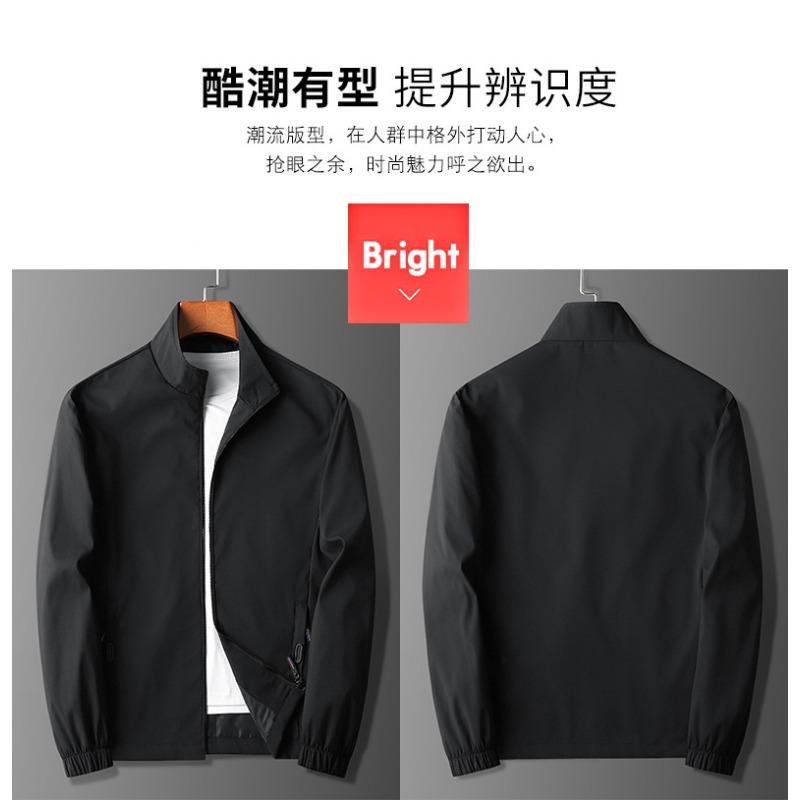 Stand Collar Casual Mens Jacket Long Sleeve Plus Size Fashion Outerwear Top