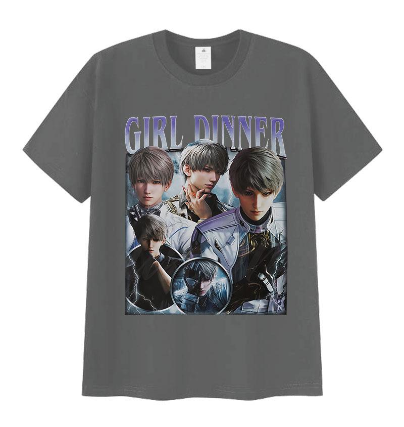 Limited Girl Dinner Love and Deepspace Game Graphic T Shirt Men's Vintage Fashion Short Sleeve T-shirts Cosplay Clothing T-shirt