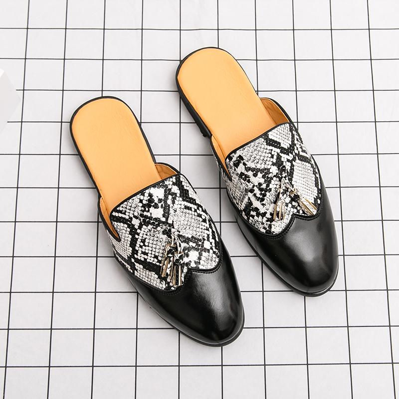 New Men Tassels Mix Color Half Slippers Driving Shoes Casual Pu Leather Mules Moccasins Breathable Loafers Zapatos Hombre
