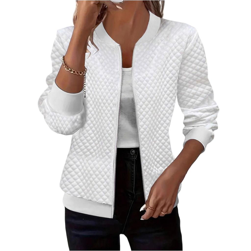 Women's Casual And Fashionable -color Long-sleeved Zippered Jacket