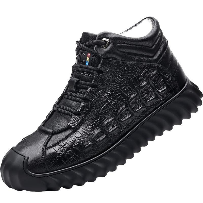 Winter First-layer Cowhide Wool Men's Cotton Shoes Outdoor High-top Velvet Northeast Thermal Leather Shoes Genuine Leather Dad Men's Shoes