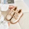 Thick-soled small leather shoes for women's autumn and winter new plush cotton shoes